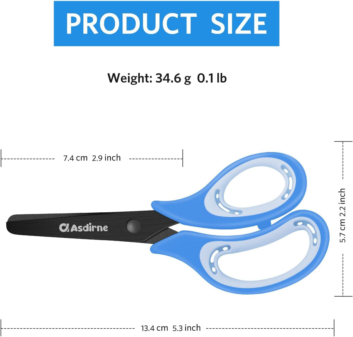 Asdirne blunt tip kids scissors, 13.5 cm, with stainless steel blades and soft grip handle - view 5