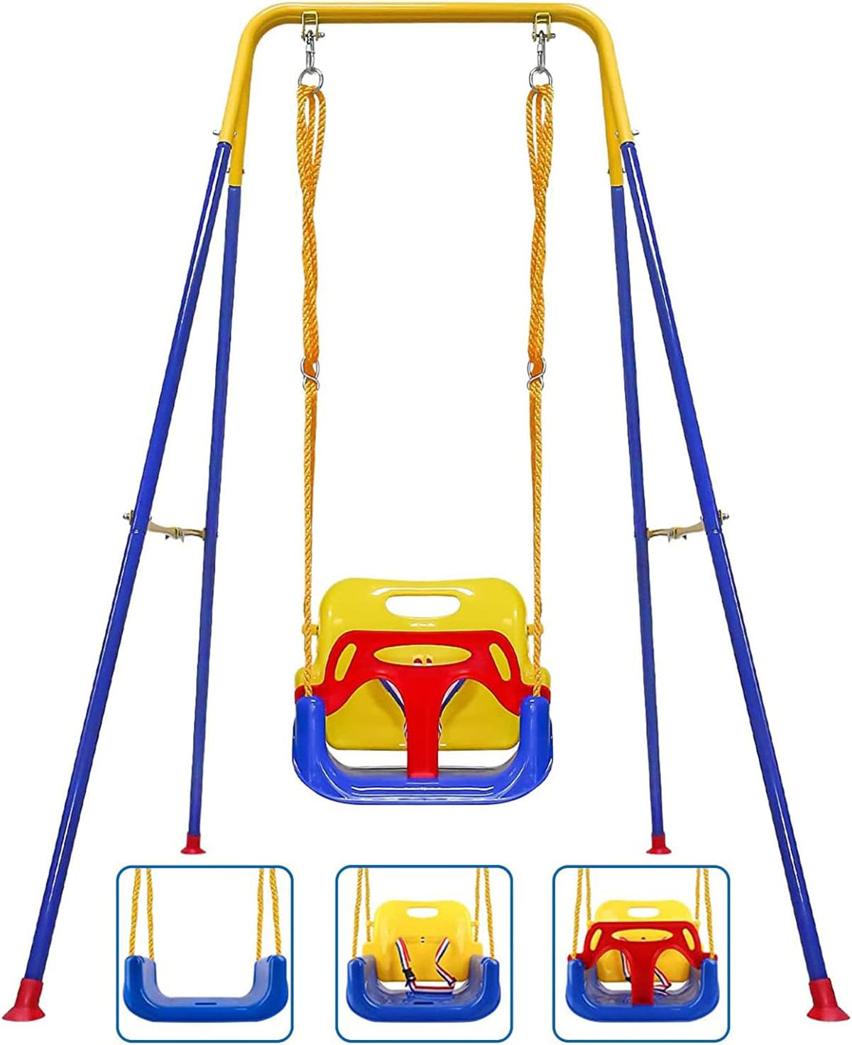 Foldable Toddler Swing Set for Indoor & Outdoor Use – Fun for Kids & Family - Blue