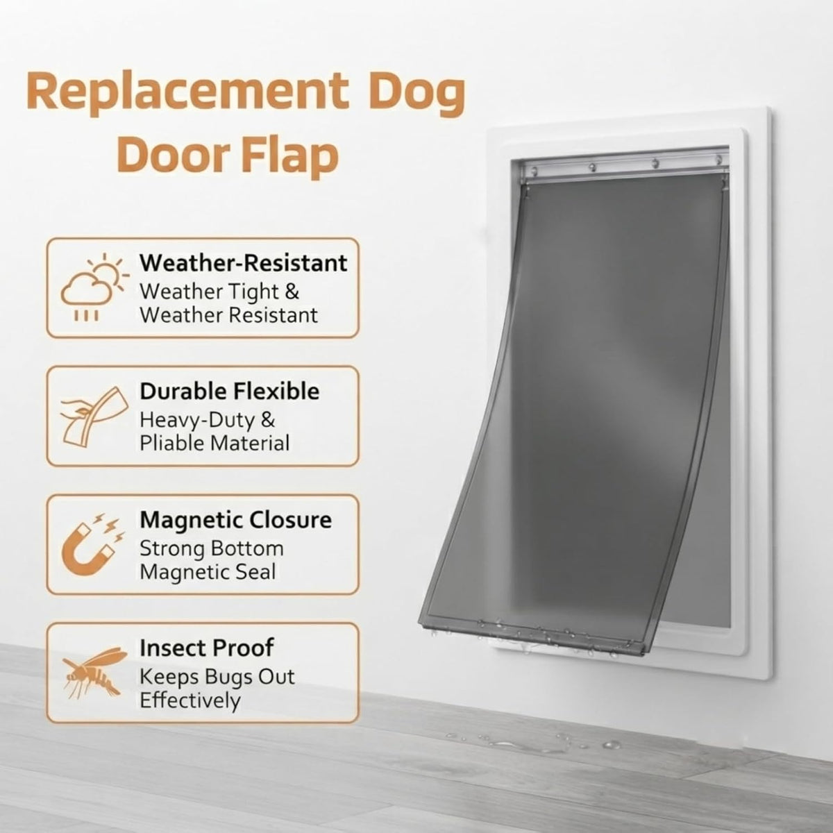 AMZOO Large Replacement Dog Door Flap PetSafe 16 7/8” x 10 1/8” - Matte Gray / Medium / 2 - image 3