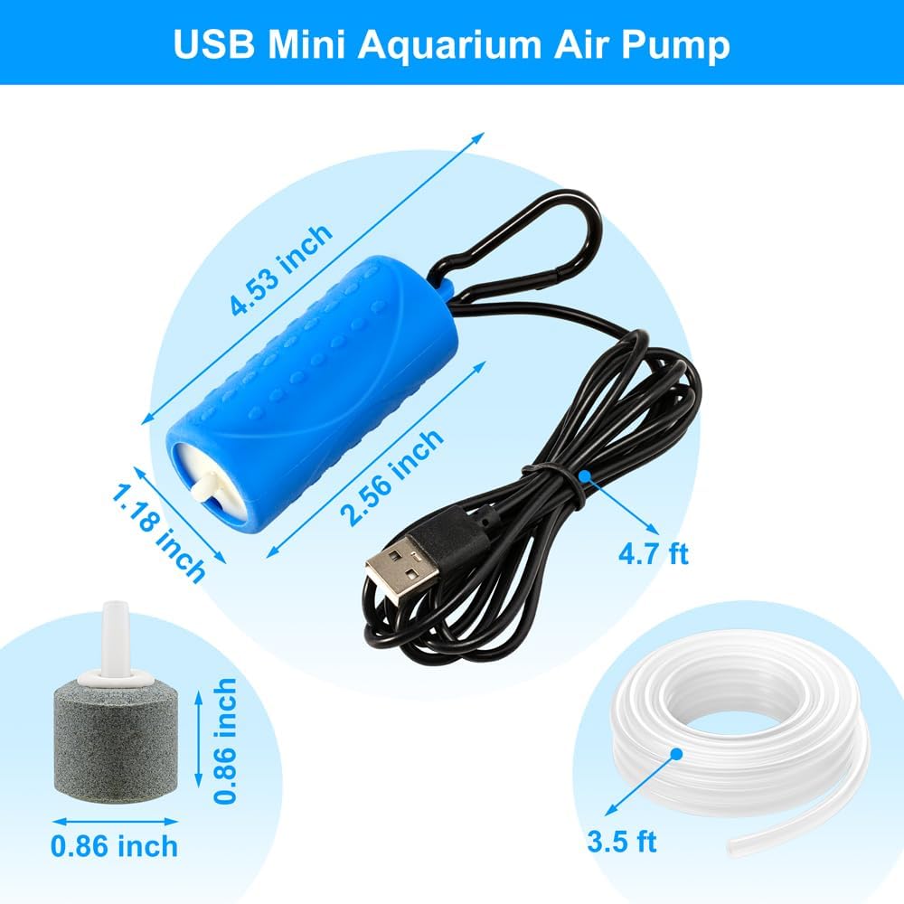 DaToo USB Mini Aquarium Air Pump Ultra Quiet Fish Tank Air Pump - 1W - image 2