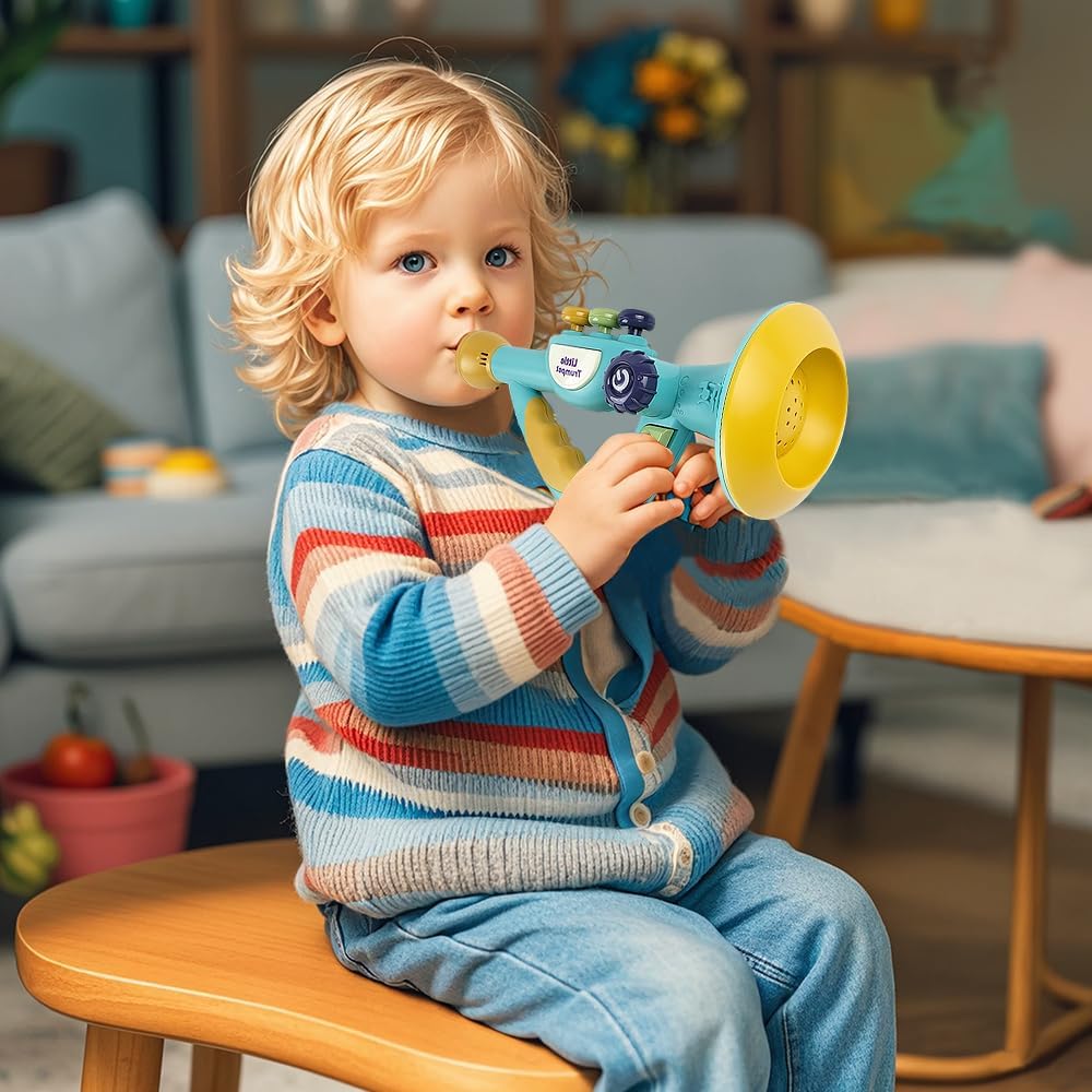 Toddler musical instruments toy set with trumpet, harmonica and recorder flute - view 2
