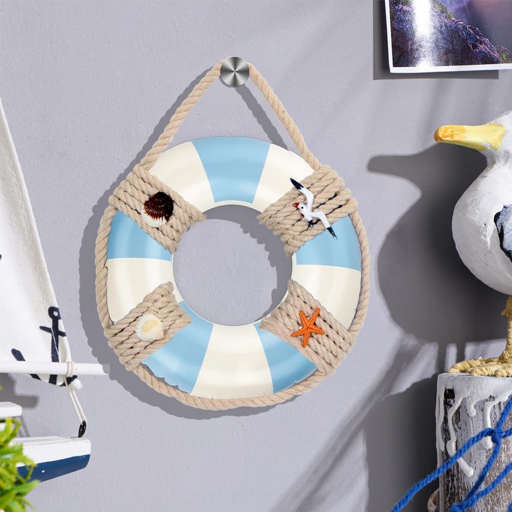Rugwioyu pool tubes for kids, two round blue and white inflatable swim rings - view 16