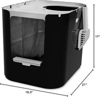 Modkat® XL Litter Box, Top or Front-Entry Configurable, Full Height Seamless Base, Reusable Litter Liners, Sifting Litter Scoop, 2X Bamboo Charcoal Filters - Black