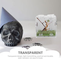 balacoo 8 Sets Jumping Spider Enclosure: Spider Cage Habitat Jumping Terrarium Micro Scorpion Droppers Reptile Hide Clear Enclosure Breeding Box Case with Breeding Tweezers