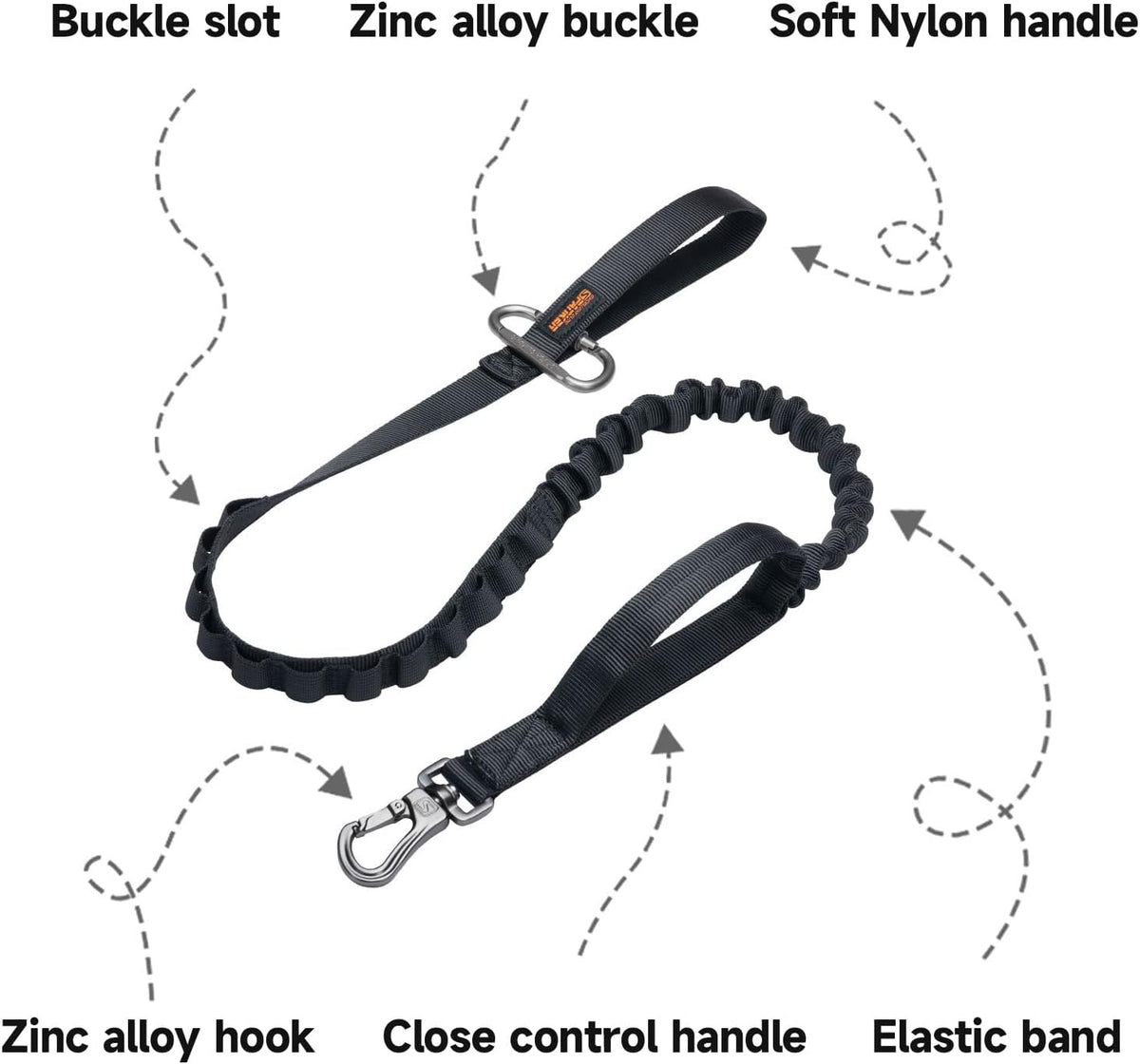 EXCELLENT ELITE SPANKER Tactical Military Bungee Nylon Dog Leash - Black - image 3