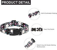 Mercano Adjustable Dog Collar - Special Design Patterns, Soft Nylon Comfortable Sturdy Pet Collar for Small Medium Large Dogs (M, Floral White)