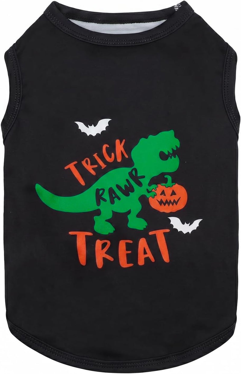 CuteBone Soft Dog Shirt Birthday Boy Lightweight Small Puppy T-Shirts - X-Large / Dino Trick Rawr Treat