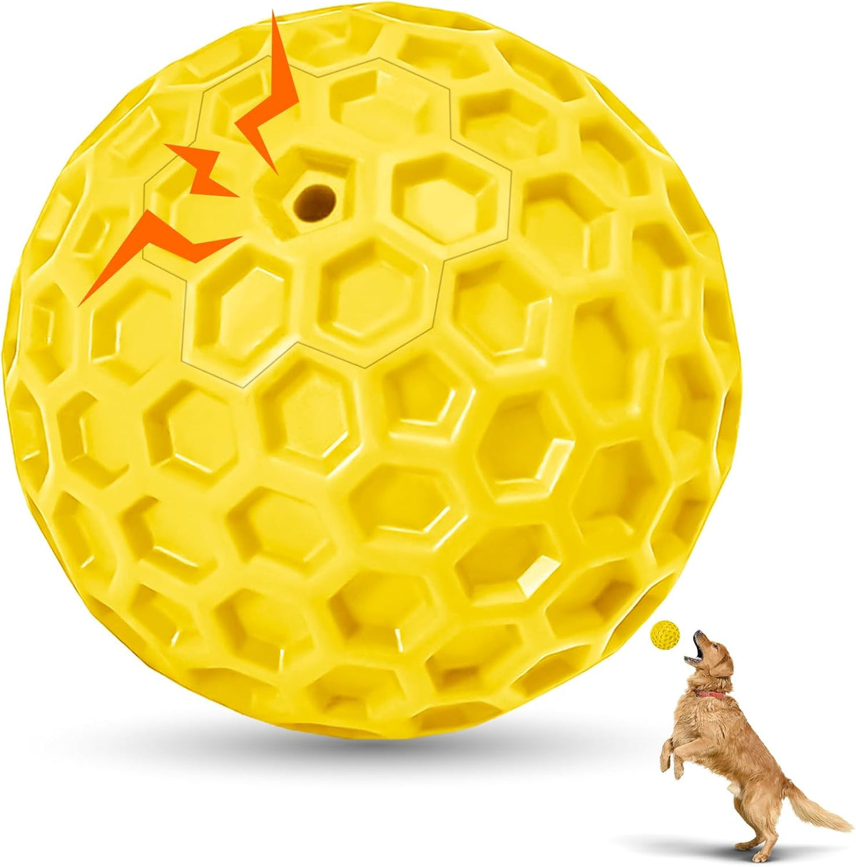 2 Pack Indestructible Squeaky Dog Balls for Aggressive Chewers - Yellow