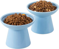 2-Pack Elevated Ceramic Cat Bowls Extra Wide for Food & Water – Essentials for Cats - Baby Blue-2 Food Bowl