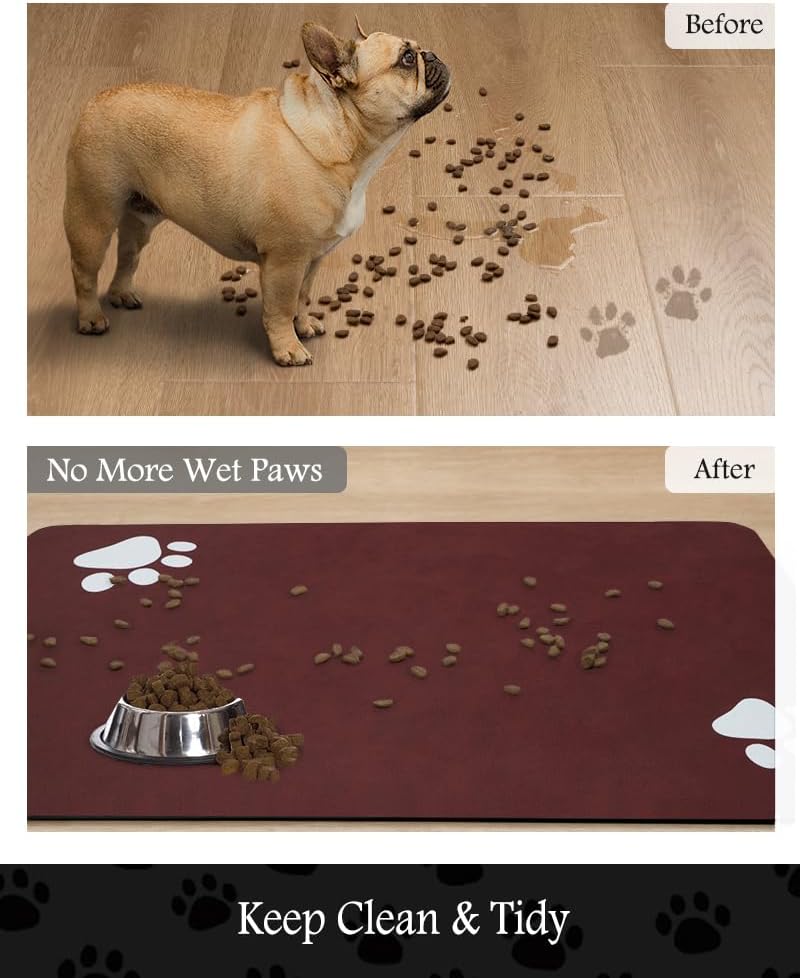 PADOOR Pet Feeding Mat-Absorbent Dog Mat for Food and Water Bowl-No - 16"x24" / Red - image 3