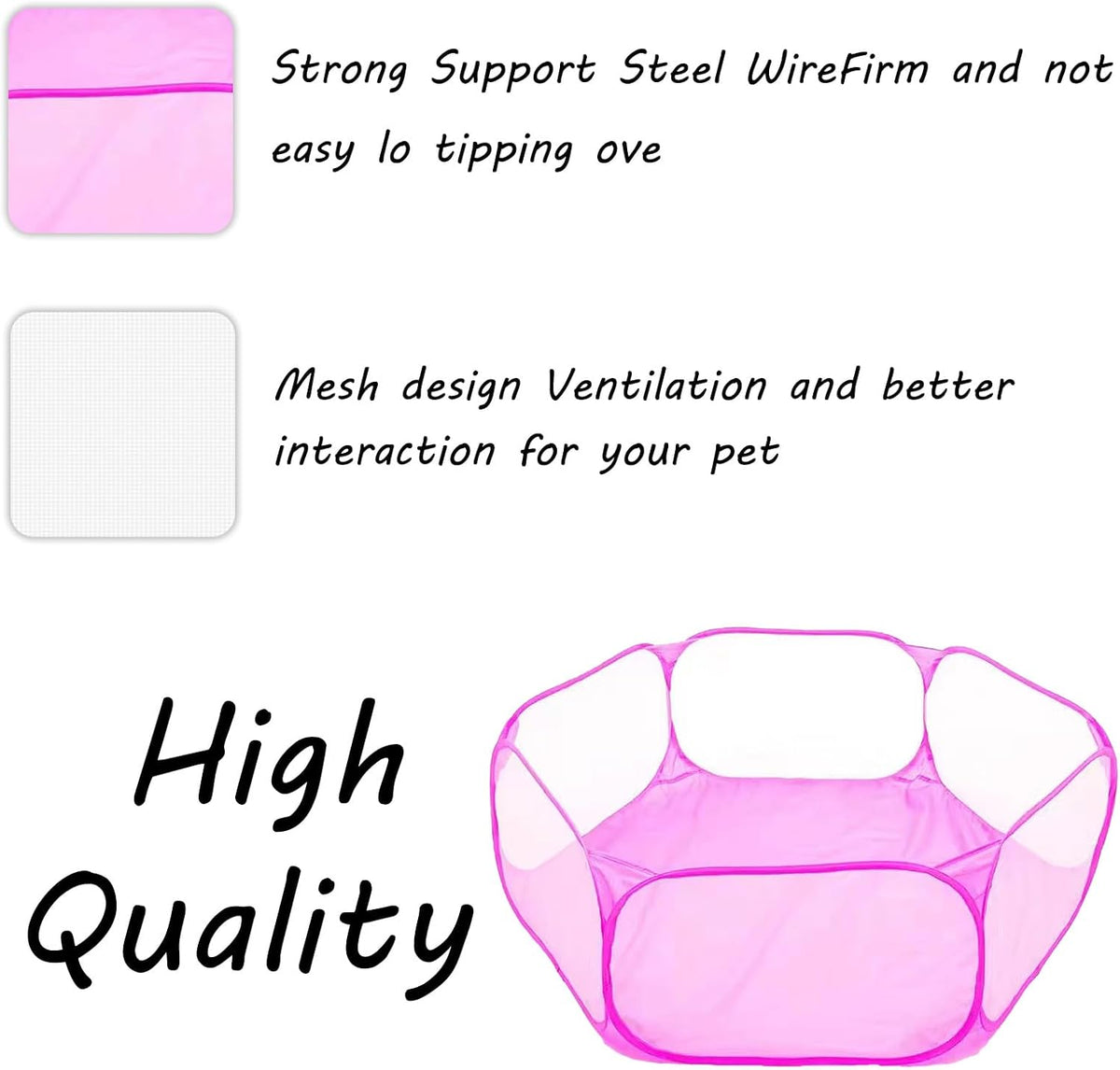 Small Animals Playpen, Portable Pop-up Open Interactive Pet Tent - Pink - image 4