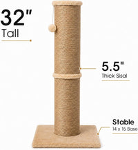PAWSCRAT 32-Inch Tall Cat Scratching Post, Sisal - X-Large / Yellow - image 2