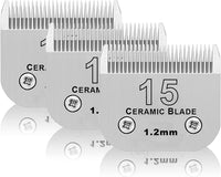 10# Dog Grooming Ceramic Blades, Compatible with Andis, Oster A5 - 3pc 15:3/64''(1.2mm) / Silver