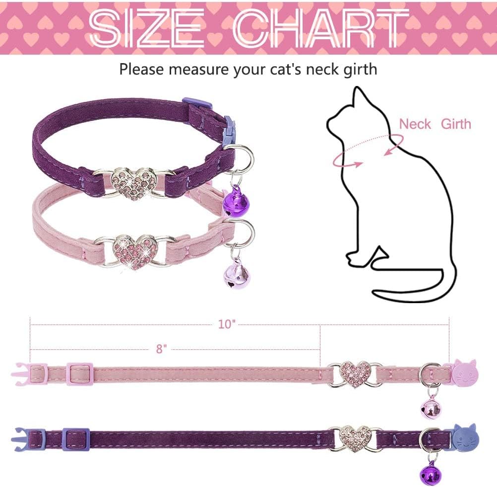 BINGPET Halloween Cat Collar Breakaway - Heart (Pink + Purple) - image 2