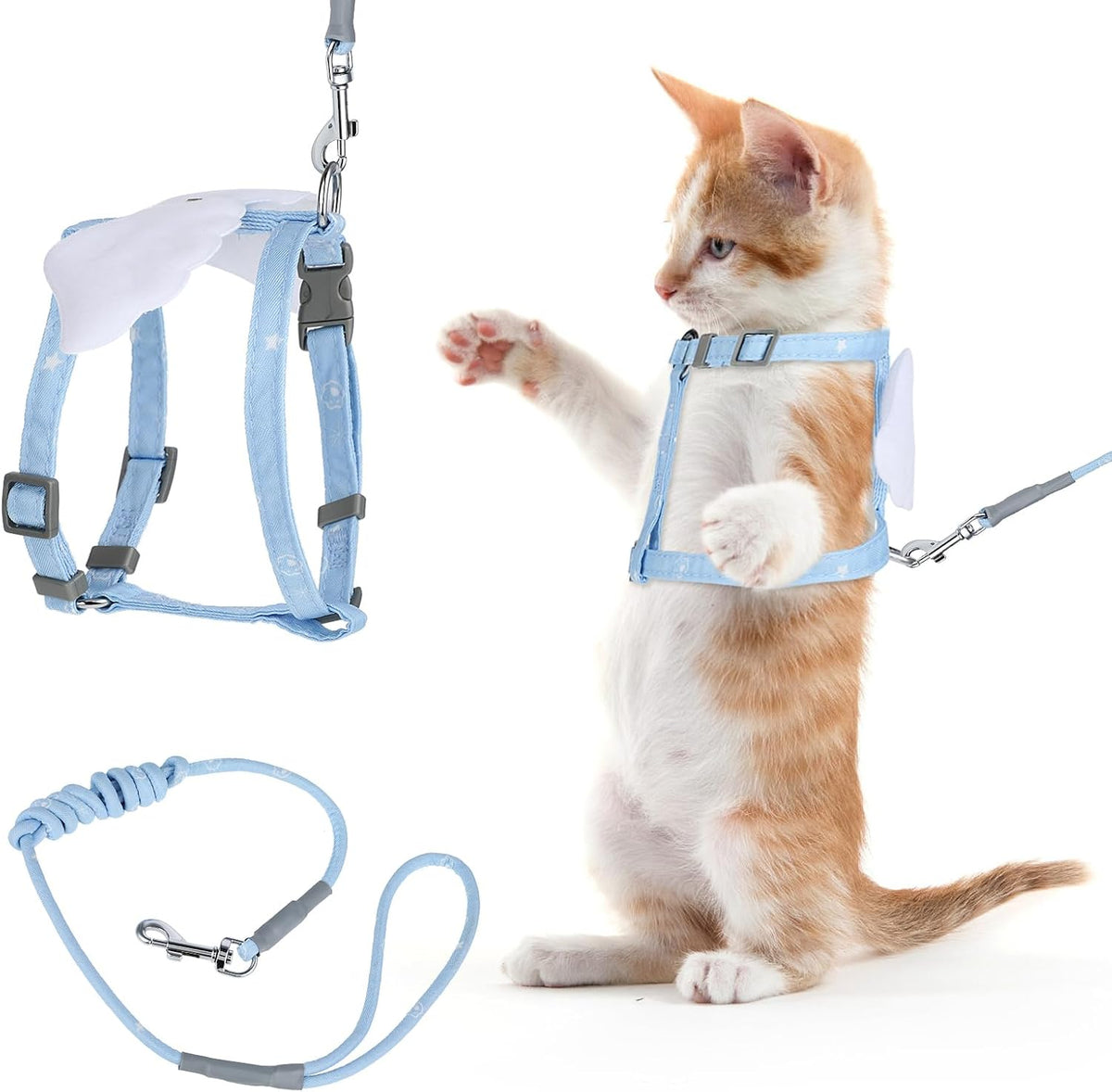 TIESOME Cat Harness and Leash Set - Sky Blue