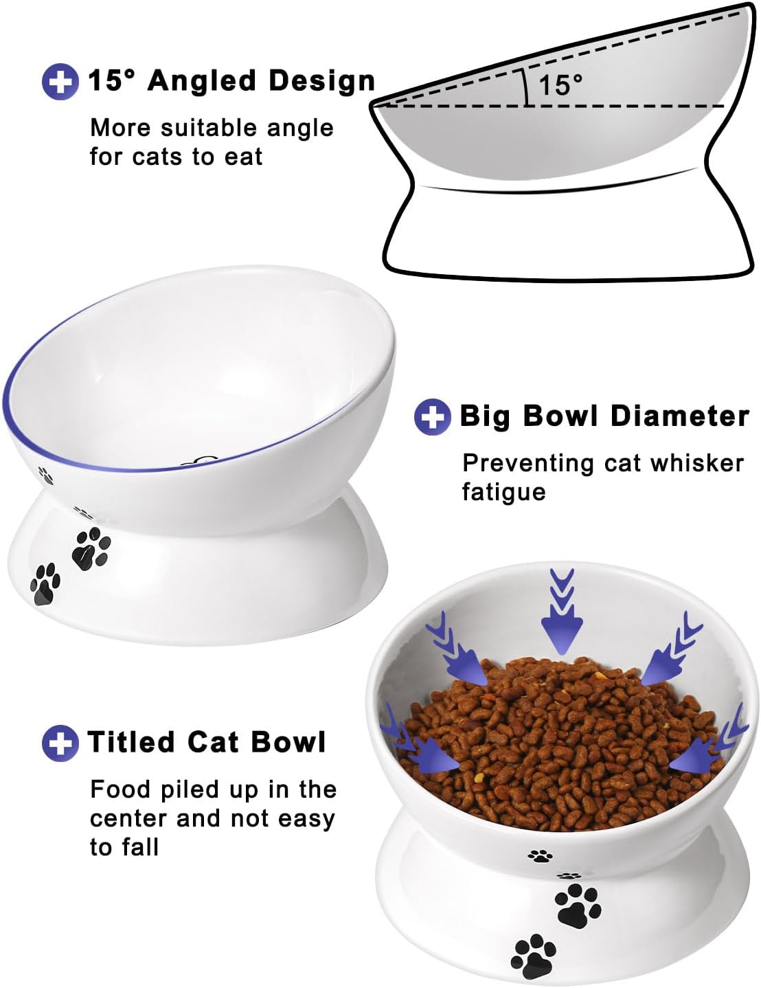 Y YHY Cat Bowl Anti Vomiting, Raised Food Bowls - 7.2 Inches / White - image 2