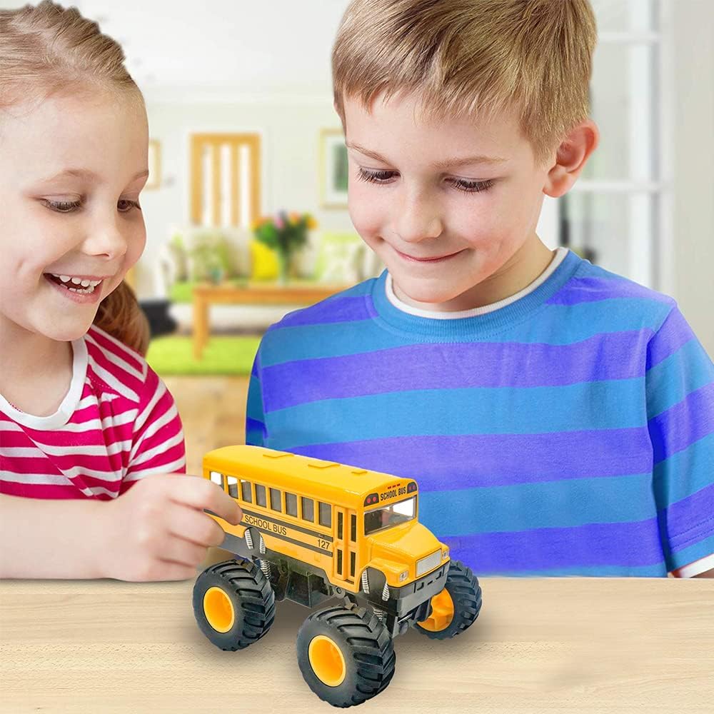 ArtCreativity 5 inch yellow diecast monster school bus pullback toy with big tires - view 7