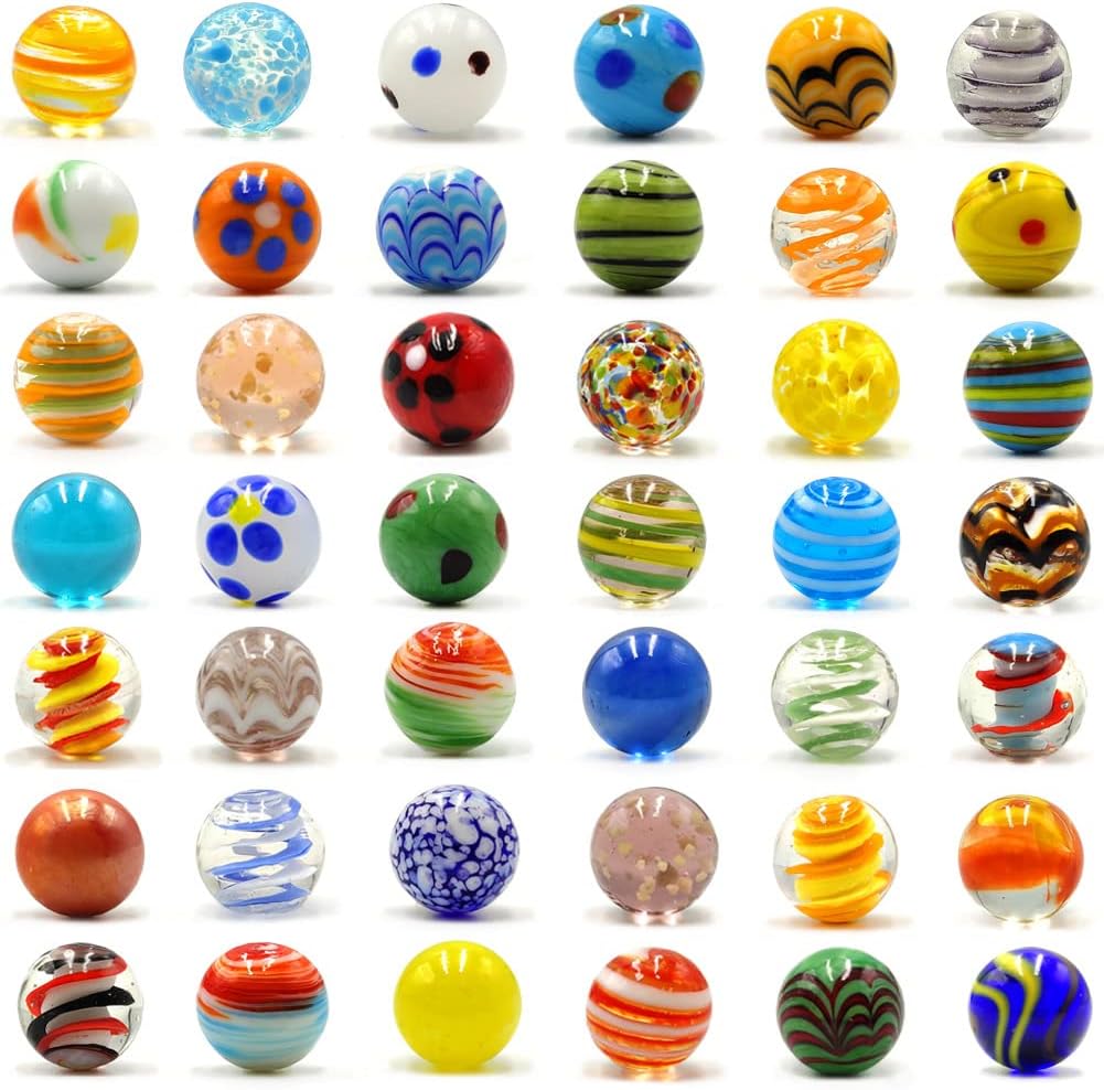 42pcs Marbles for Kids Enthusiasts 0.63 inch Small Handmade Glass