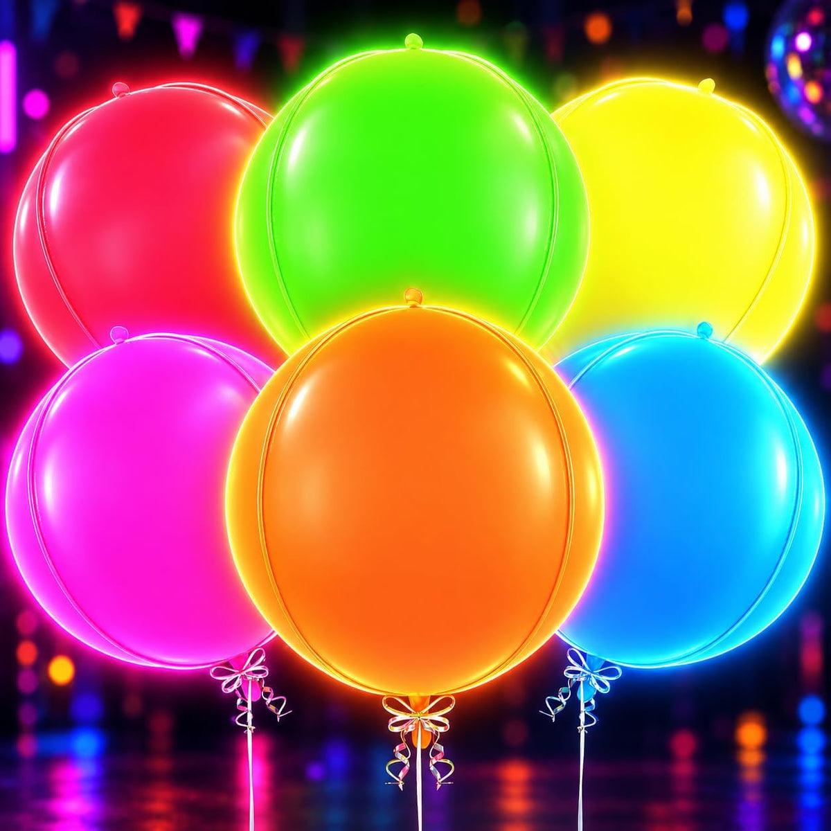 12PCS Iridescent Round Foil Balloons 22" 15" 10" Large Holographic - 22inch Neon Colorful