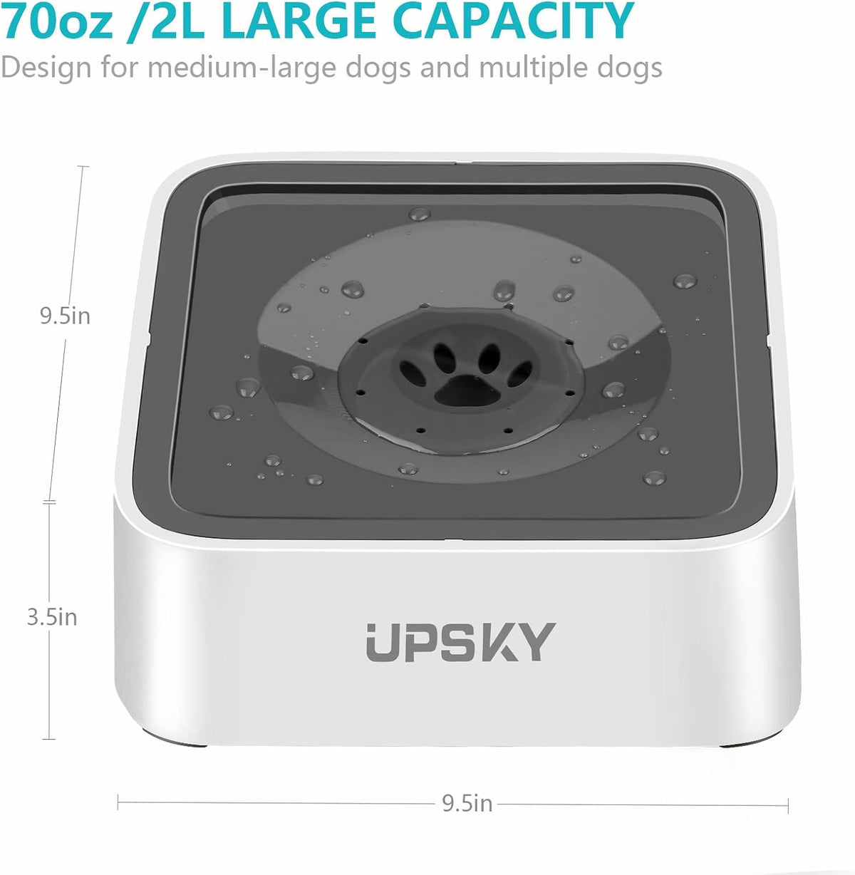 UPSKY No Spill Pet Water Bowl - Grey / 70oz - image 3