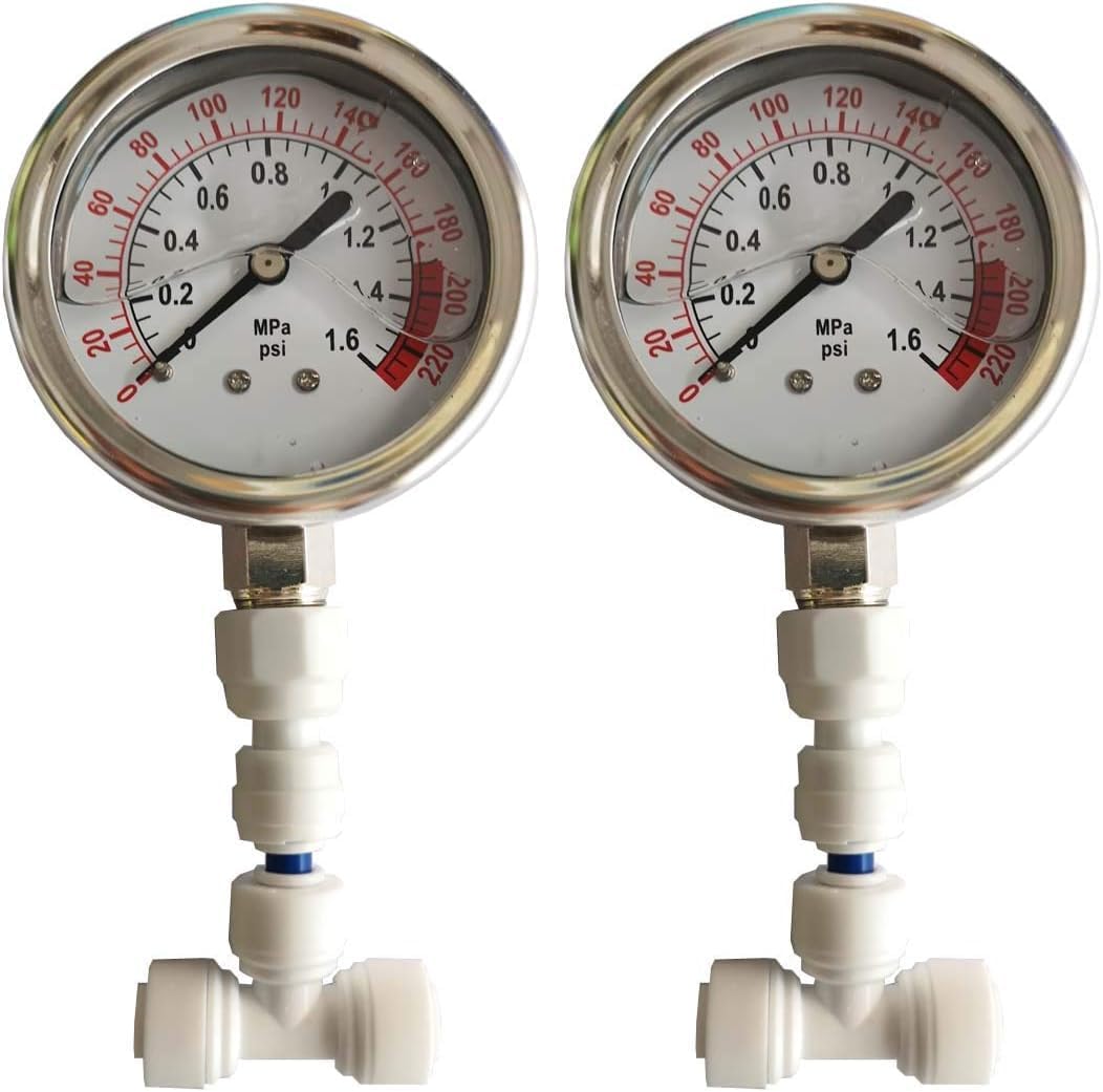 Malida Stainless Water Pressure Test Gauge - 2 Pack