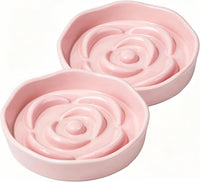 Elevated Slow Feeder Cat Bowls - Pink / 2 pack slow feeder