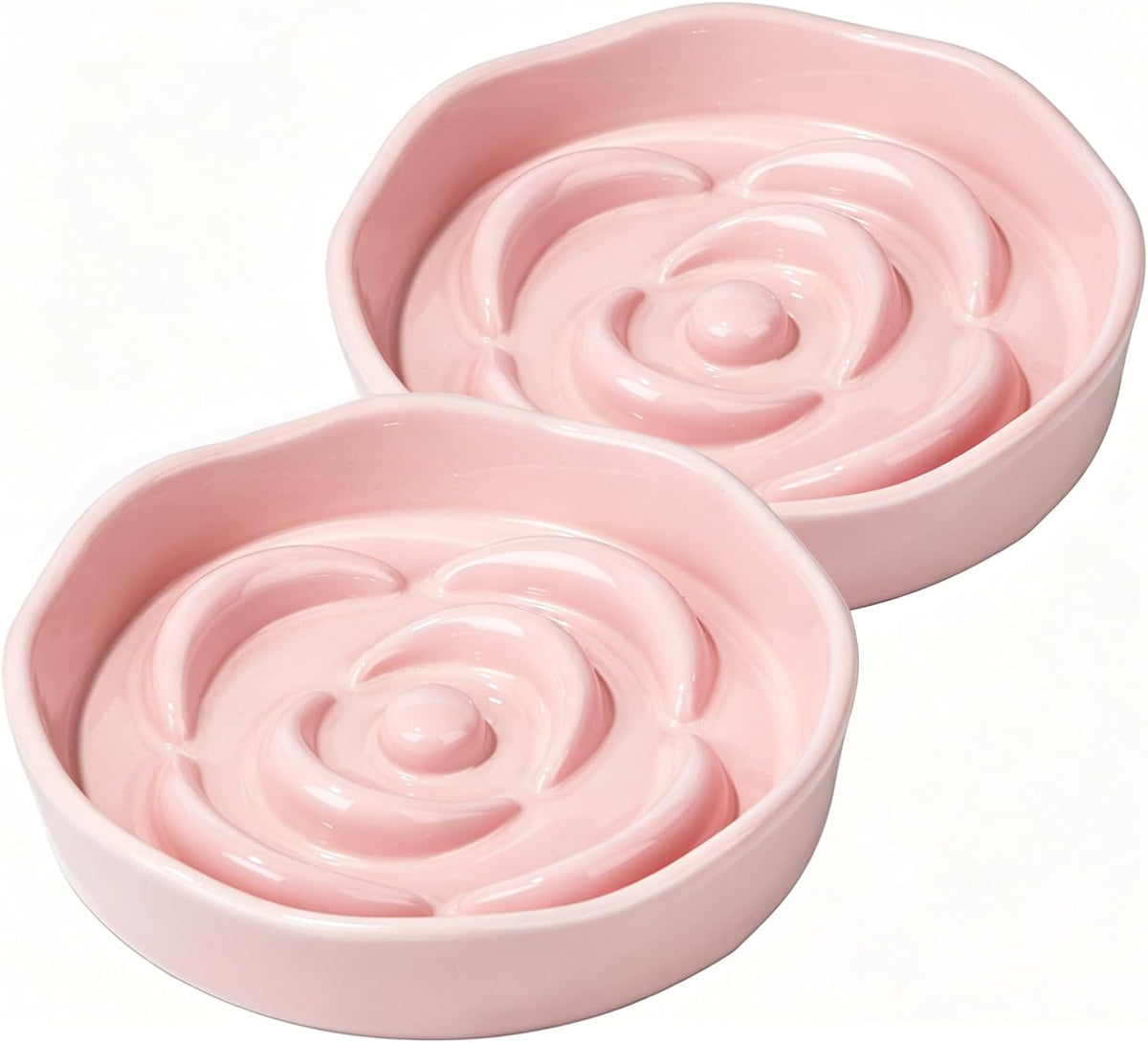 Elevated Slow Feeder Cat Bowls - Pink / 2 pack slow feeder