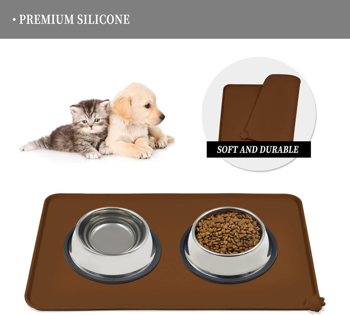 Reopet Silicone Pet Feeding Mat - Brown / 22" x 14" - image 3