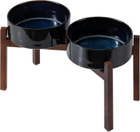 Elevated Dog Bowls, Raised Ceramic Dog Bowl for Small & Medium Dogs – Essentials for Dogs - Double Bowls with Stand- Starry Sky / 7.6CUPS