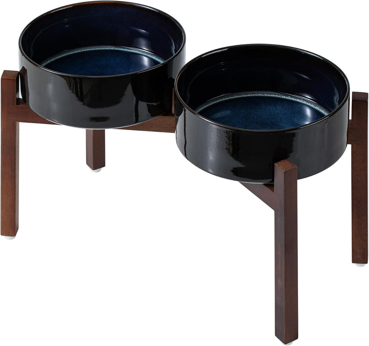 Elevated Dog Bowls, Raised Ceramic Dog Bowl for Small & Medium Dogs – Essentials for Dogs - Double Bowls with Stand- Starry Sky / 7.6CUPS