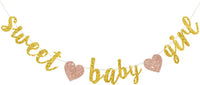 BEISHIDA Pre-Strung Glitter Champagne Girl Baby Banner Baby Shower - gold