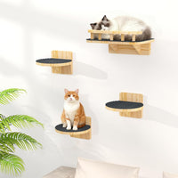 XiaZ Cat Wall Shelves, Corner Cat Shelf with 3 Wide Perch Steps - Rectangular