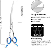Curved Dog Grooming Scissors, Trimming Face and Paws. - Curved / 7.5" - image 2