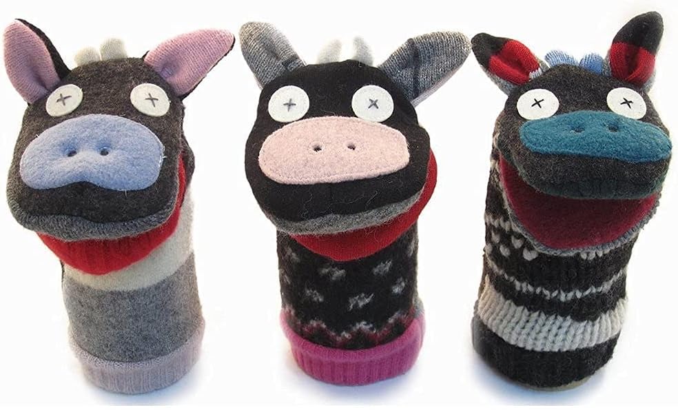 Cate and Levi reclaimed wool hand puppet, handmade dog in mixed colors, 12 inches - view 17