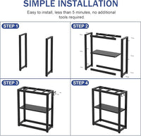10-20 Gallon Fish Tank Stand with Storage Shelf, Aquarium Stand Measuring 24.8" W x 9.5" D x 30.1" H with Hooks,Heavy Duty Metal Turtle Reptile Tank Stand, Easy Assemble