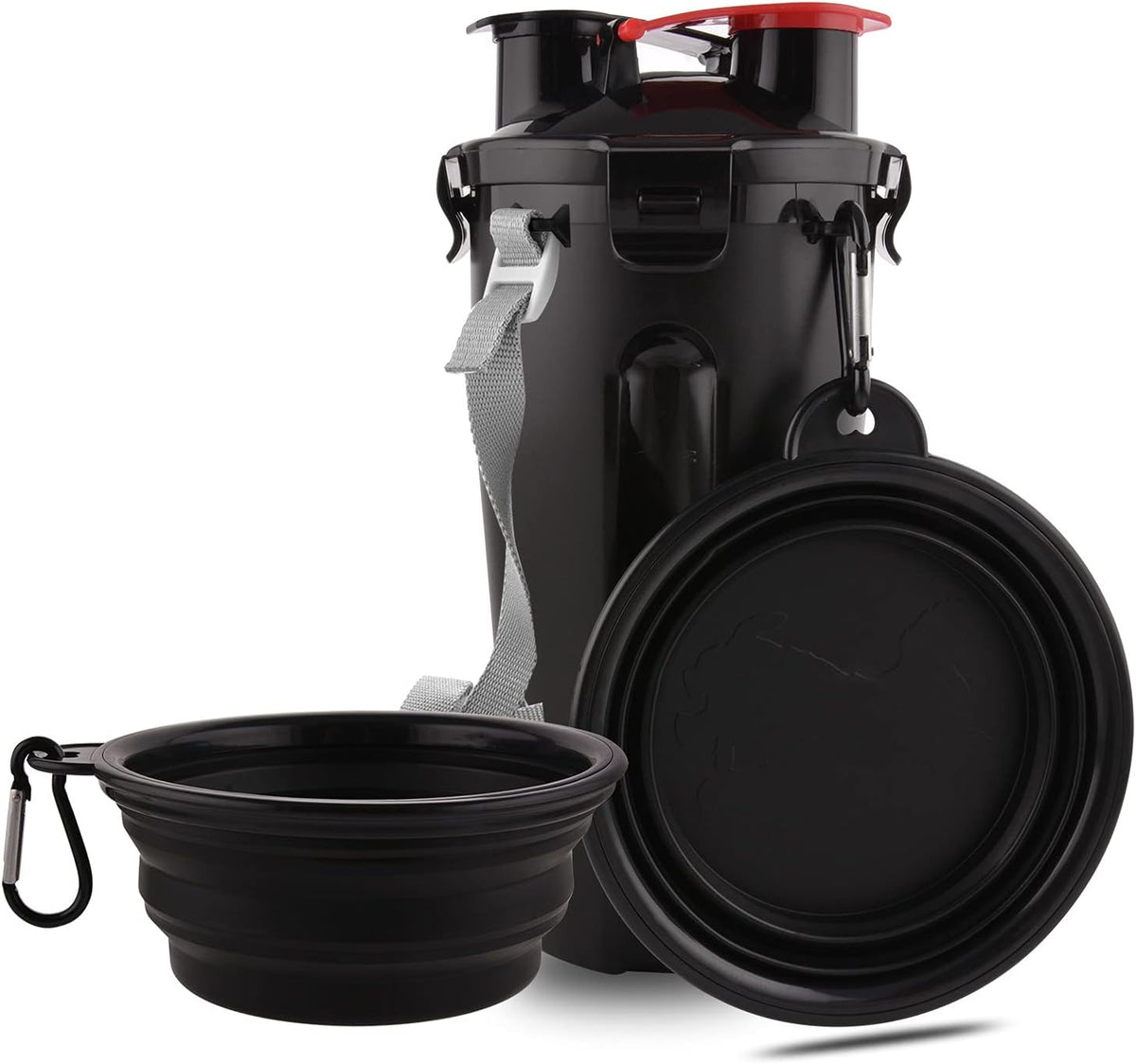 Dog Travel Water Bottle Collapsible Bowls - Black