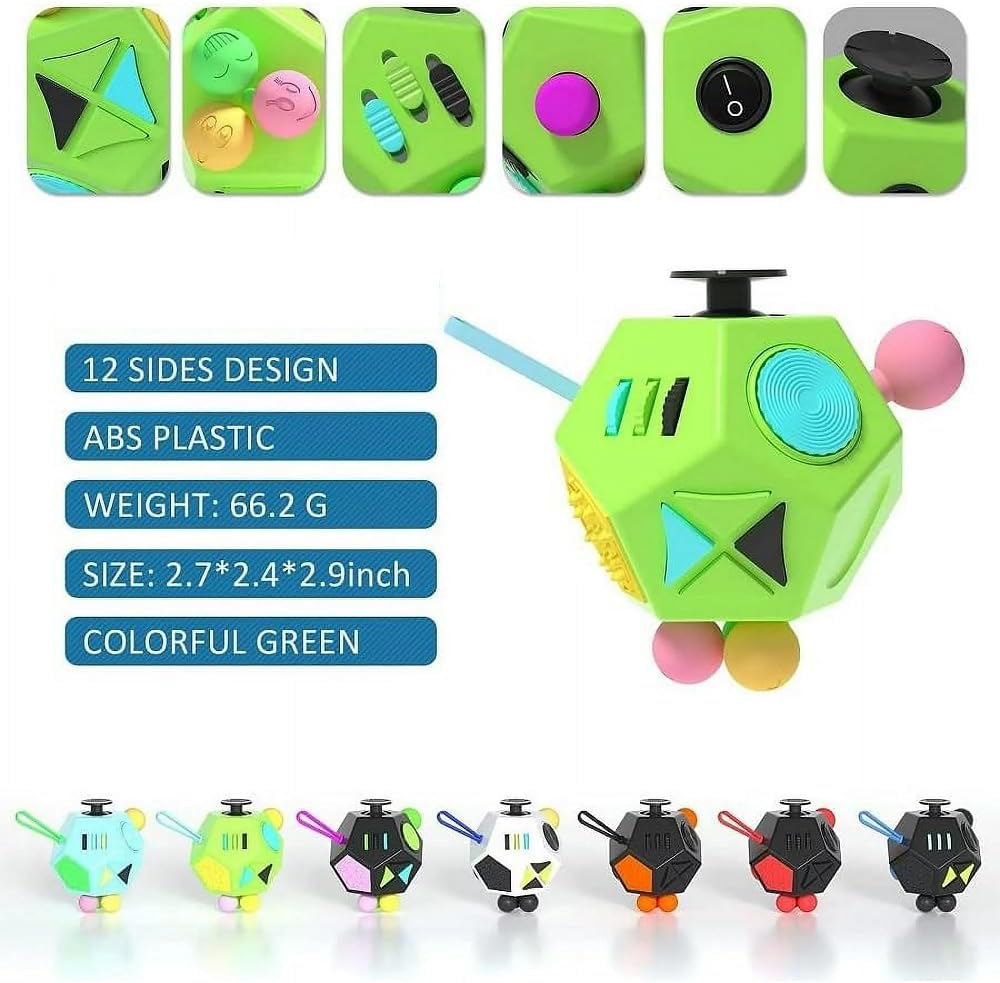 Fidget Dodecagon-12 Sided Fidget Toy Cube for Kids - B1 Green - image 3