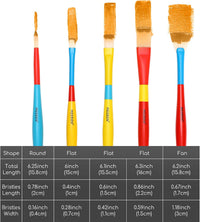 MEEDEN paint brushes set for kids, 5 nylon brushes with colorful wooden handles - view 6