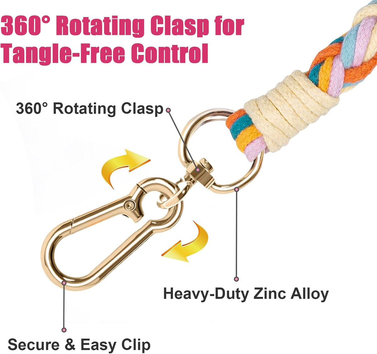 5FT Braided Cotton Rope Leash for Small, Medium and Large Dogs - Fiesta Twist - image 4