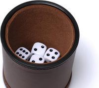 5 Pack PU Leather Dice Cups Felt Lining Quiet Shaker with 30 Dot Dice - Brown - image 4