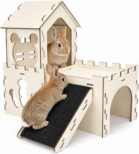Large Bunny House and Hideouts - Extra Large-3 House with Anti-Slip Ramp