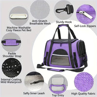 Cat Carrier Bag, Airline Approved Soft Carrier for Cats & Small Dogs – Essentials for Cats - Purple - image 2