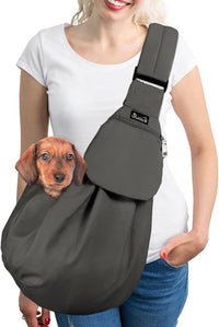 SlowTon Dog Carrier Sling - A-Grey Cotton Fabric / For Pets 12-16lbs