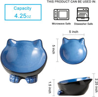 Nihow Ceramic Basic Cat Bowls: 5 Inch Cat Bowl for Food & Water – Essentials for Cats - 4.25 OZ / Blue & Black - image 2