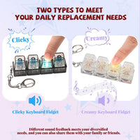 2 Pcs LED Keyboard Fidget Toy for Adults - White Creamy+ Blue Switch - image 3