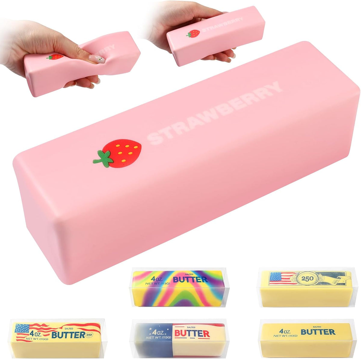 Big Butter Squishy, Giant Squishies Butter 14 OZ - Pink Butter Stick 1 Pack