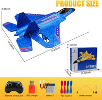 SU-27 RC Airplane,2.4GHz 2 Channel Remote Control Plane with Gyro Night Lights and 2 Batteries - Blue 2 Batteries - image 2