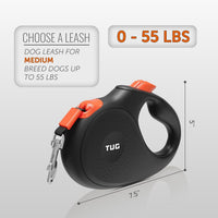 TUG Monochrome 360° Tangle-Free Retractable Dog Leash - Black/Orange / Medium, 16 ft - image 3