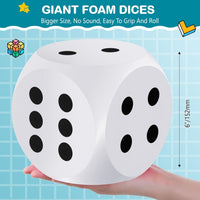 Shappy 6 Inch Foam Dice Big Dice Jumbo Large Cube, 1 Pc - White / 1 - image 2