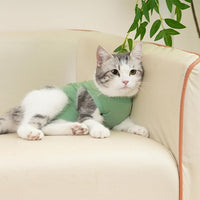 Cat Surgery Recovery Suit Professional for Surgical Abdominal Wound Or Skin Diseases E-Collar Alternative for Cats After Surgery Wear Pajama Suit (Green, Large)